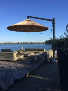 rieten parasol 280 cm zwevend en draaibaar