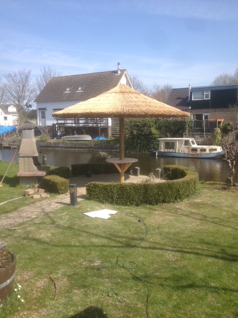 omroeper vloeiend George Bernard Stormvaste rieten parasols gedekt met echt hollands riet » Hout Creatief