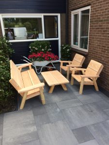 houtcreatief loungeset, tuinset, tafel, stoel, bank