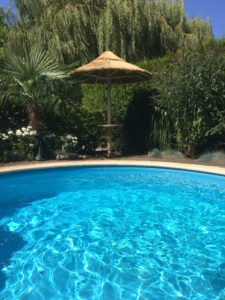 rieten parasol zwembad
